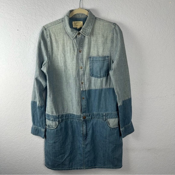 Current/Elliot The Whitney 100% Cotton Patchwork Denim Shirtdress Size 3 (US 8) - Picture 1 of 9